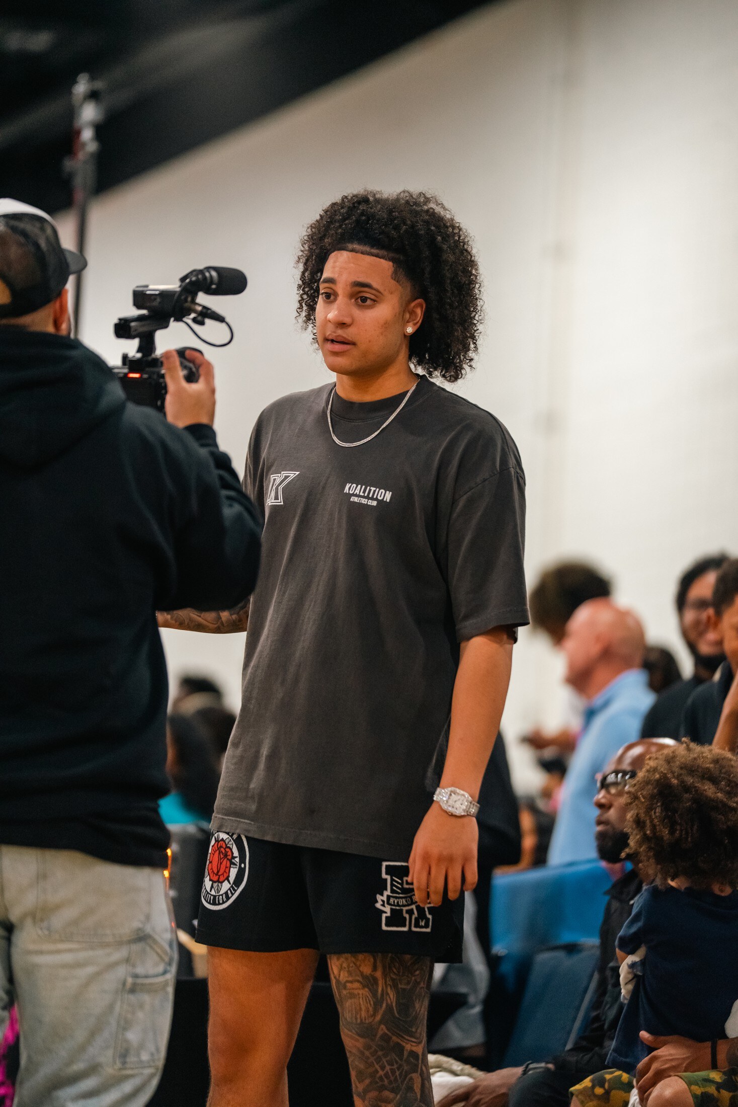 Athlete in front of the camera at media day