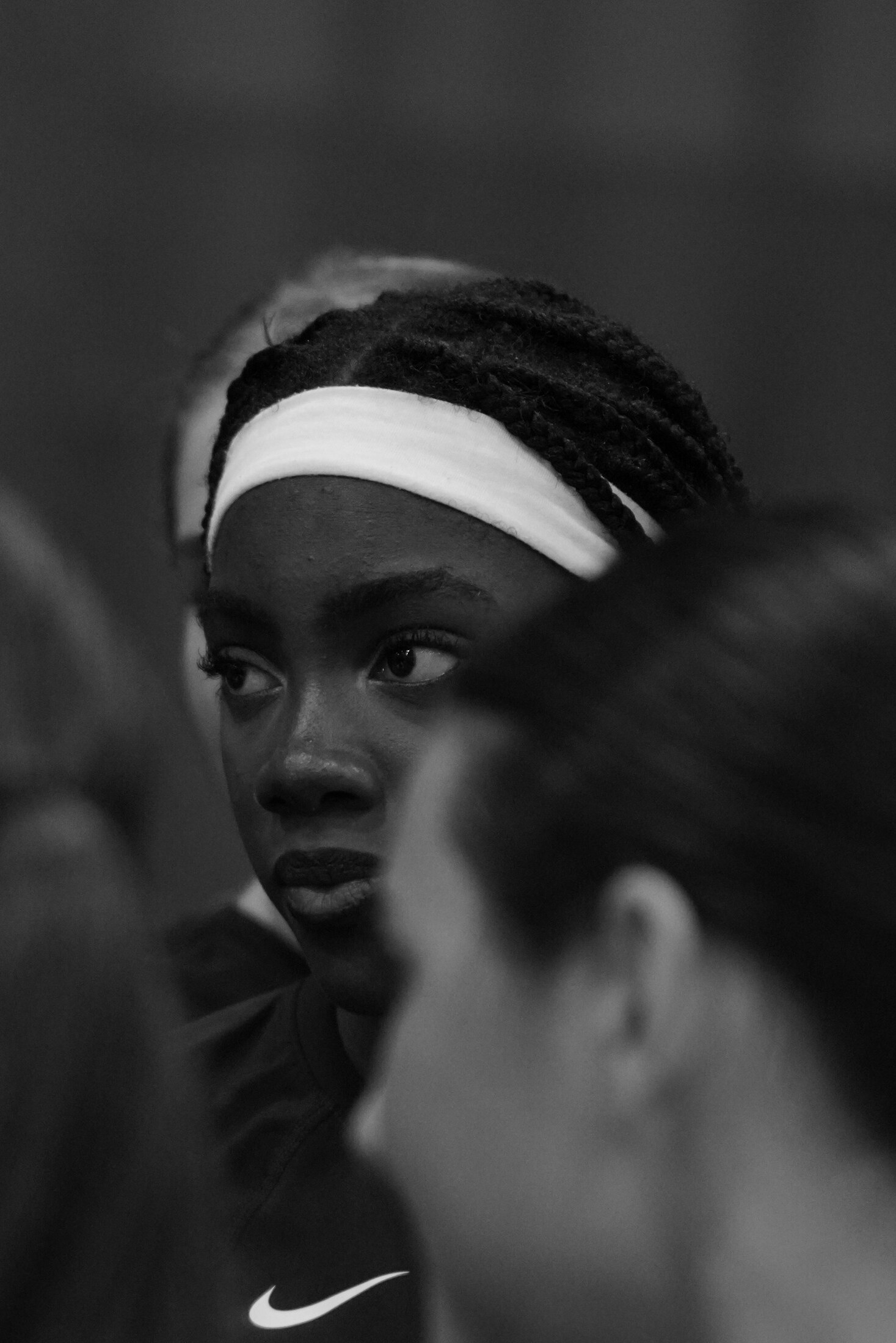 Black and white athlete portrait