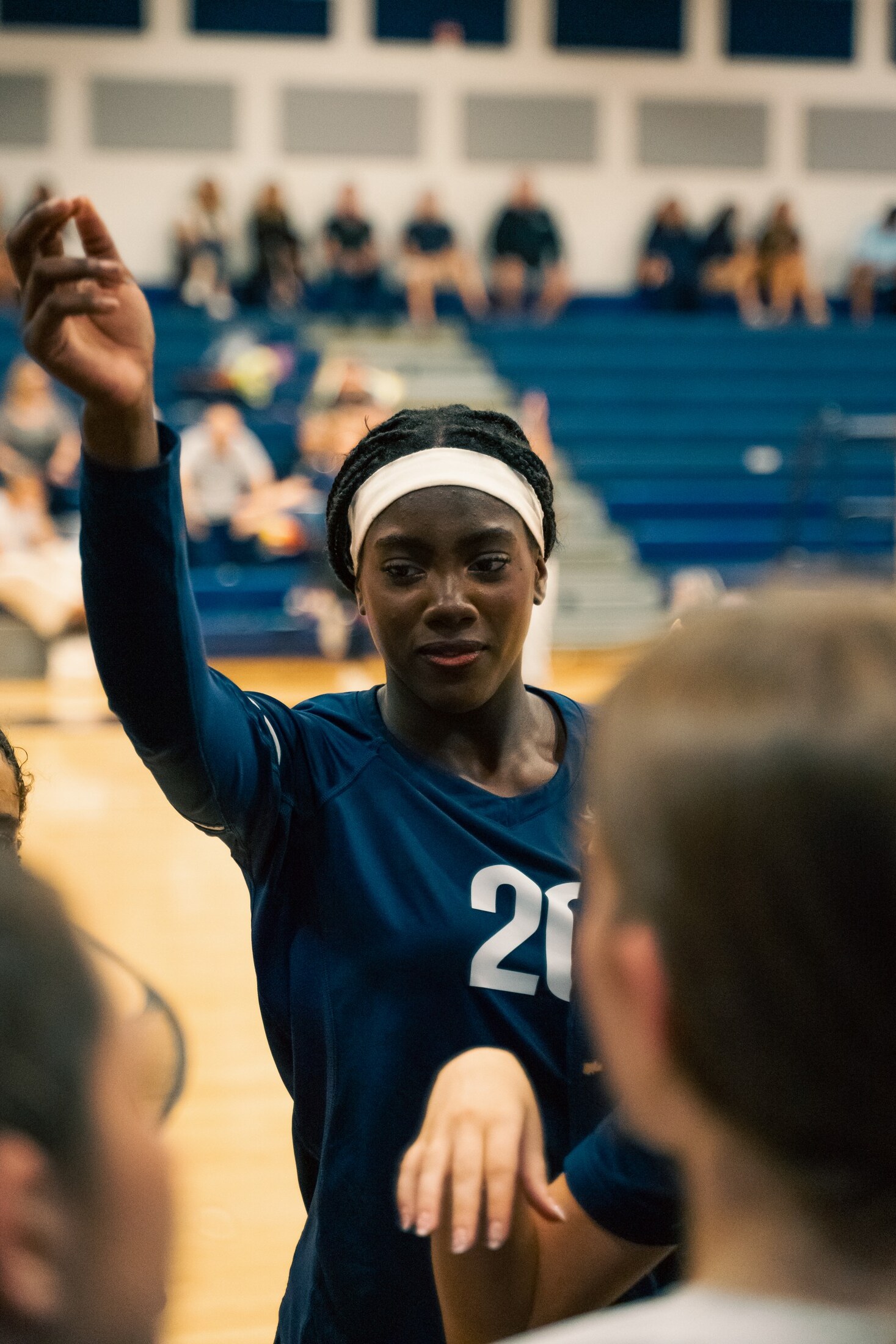 Volleyball player celebrating a point