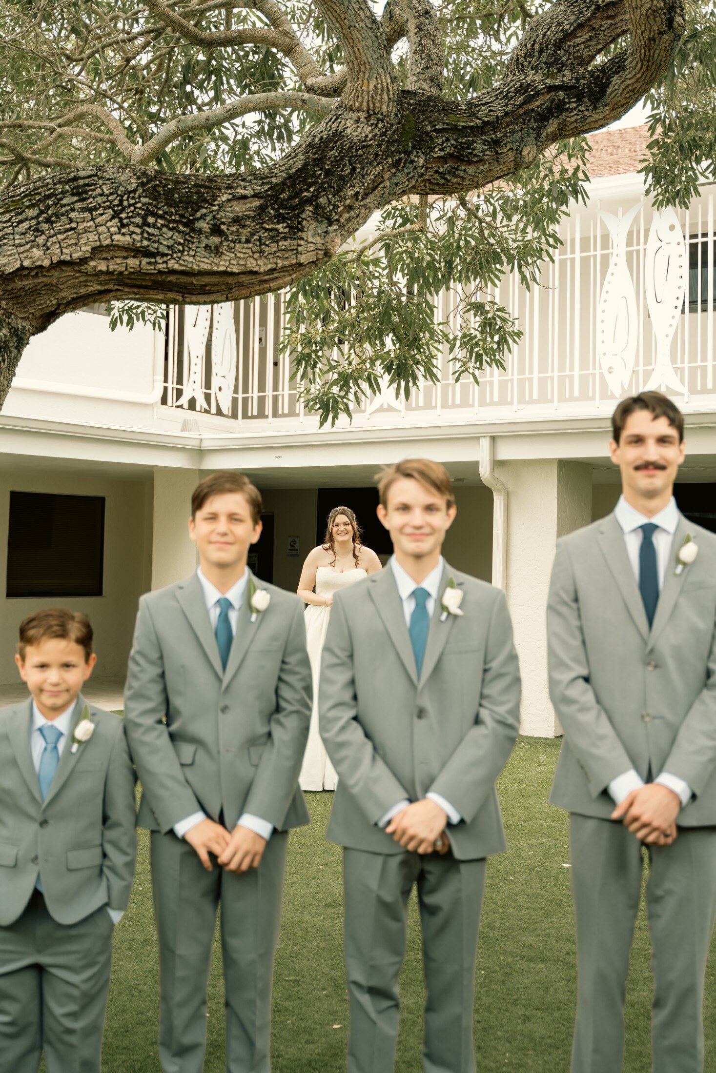 Groomsmen lined up before the ceremony